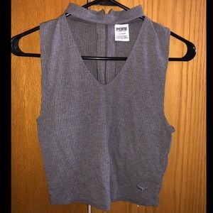 PINK VICTORIA’S SECRET gray choker v neck tank